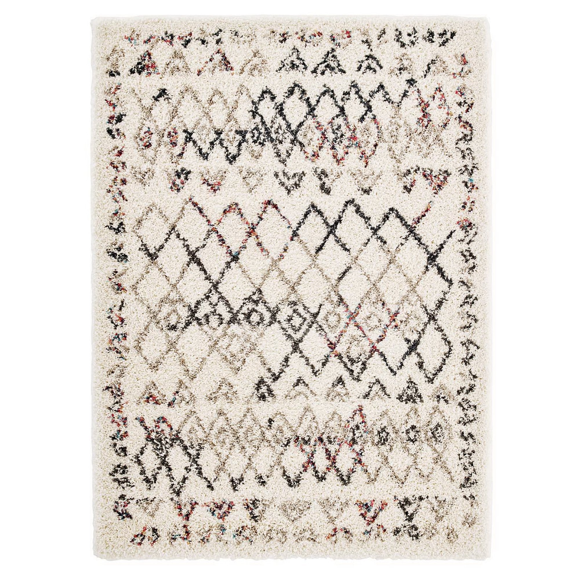 Skadi Rainbow Diamond Shag Area Rug - Multicolor