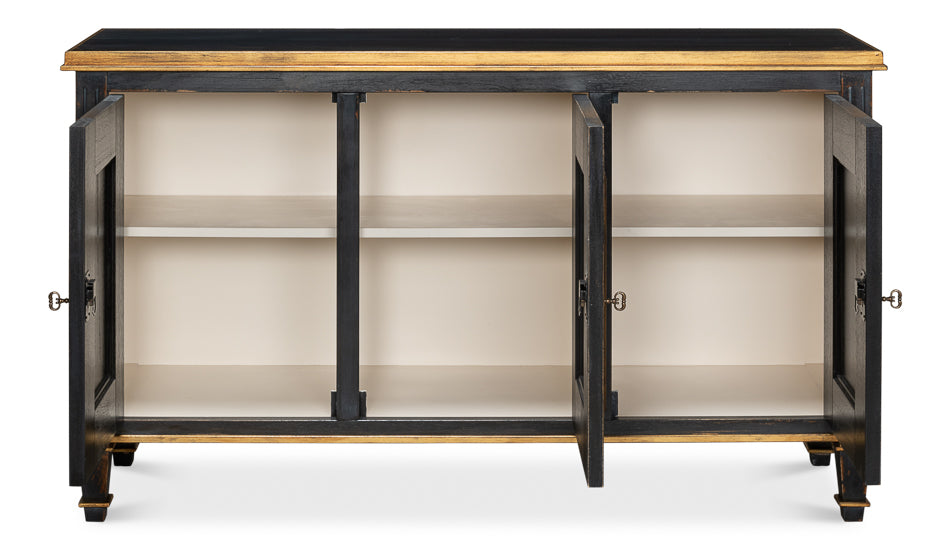 Louis Xvi Buffet,Powder Black W/Gold by Sarreid Ltd - view 3