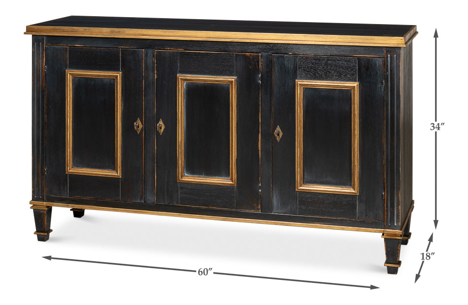 Louis Xvi Buffet,Powder Black W/Gold by Sarreid Ltd - view 5