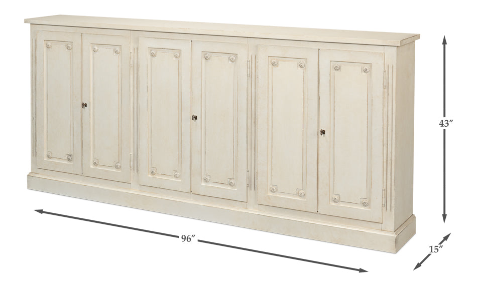 Bellagio Sideboard,96", White/White by Sarreid Ltd - view 7