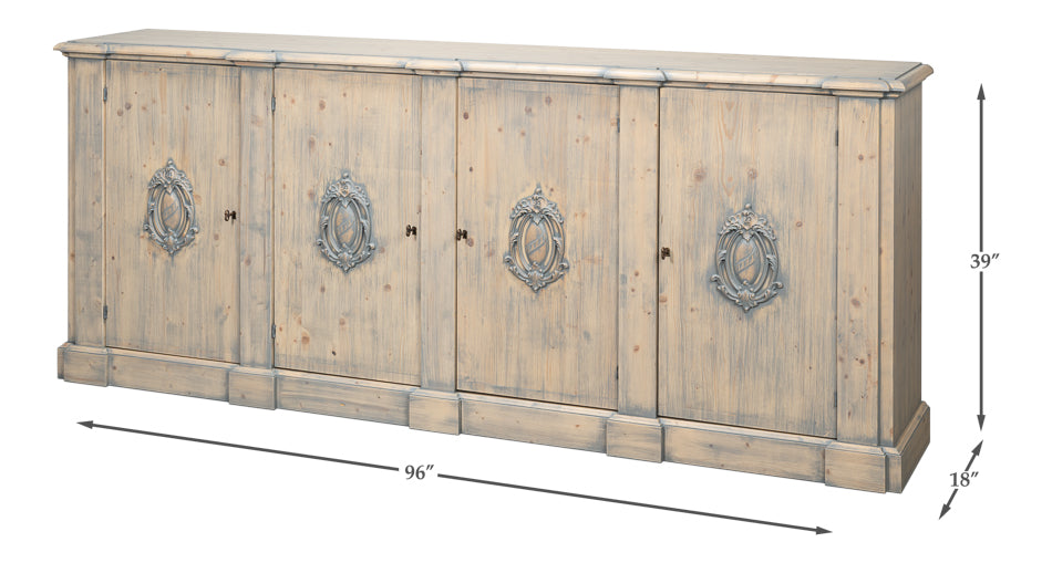 Crested Wall Cabinet,Carmine Legno Tran by Sarreid Ltd - view 7