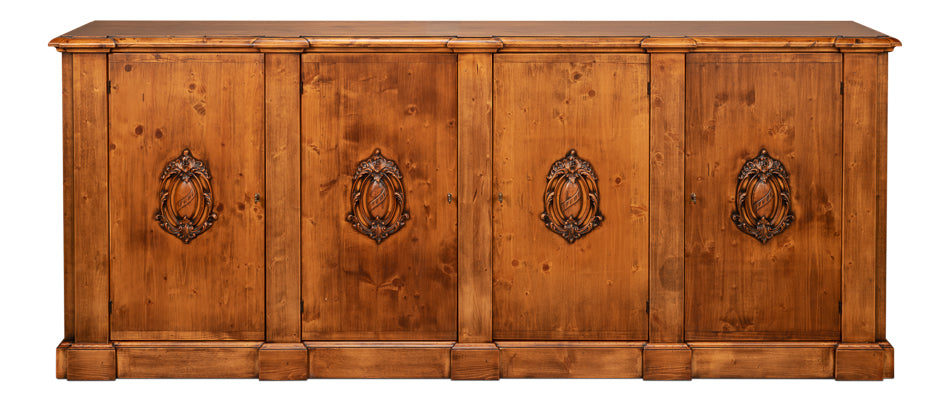 Crested Wall Cabinet,Noce Anticato by Sarreid Ltd - view 2