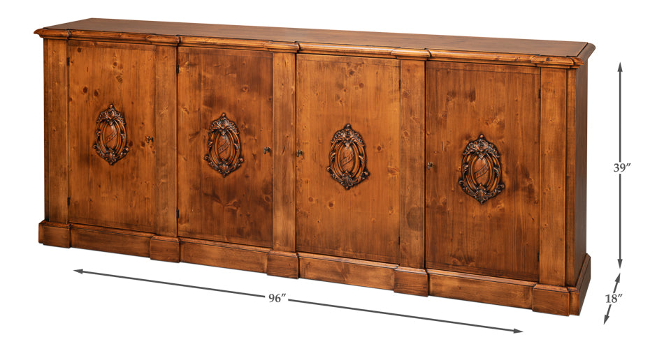 Crested Wall Cabinet,Noce Anticato by Sarreid Ltd - view 7