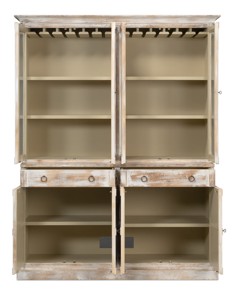 Center Media Unit & Hutch, Disrupted Wht by Sarreid Ltd - view 3