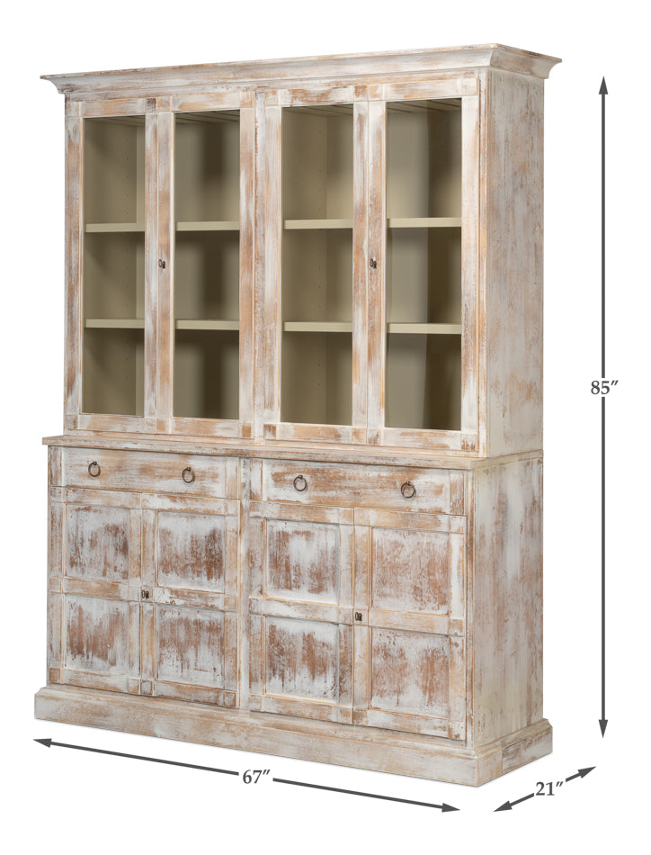 Center Media Unit & Hutch, Disrupted Wht by Sarreid Ltd - view 7