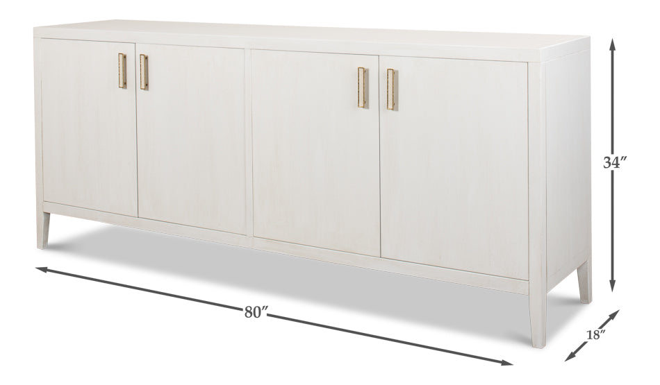 Blanco 4 Door Buffet, Cortina White by Sarreid Ltd - view 6