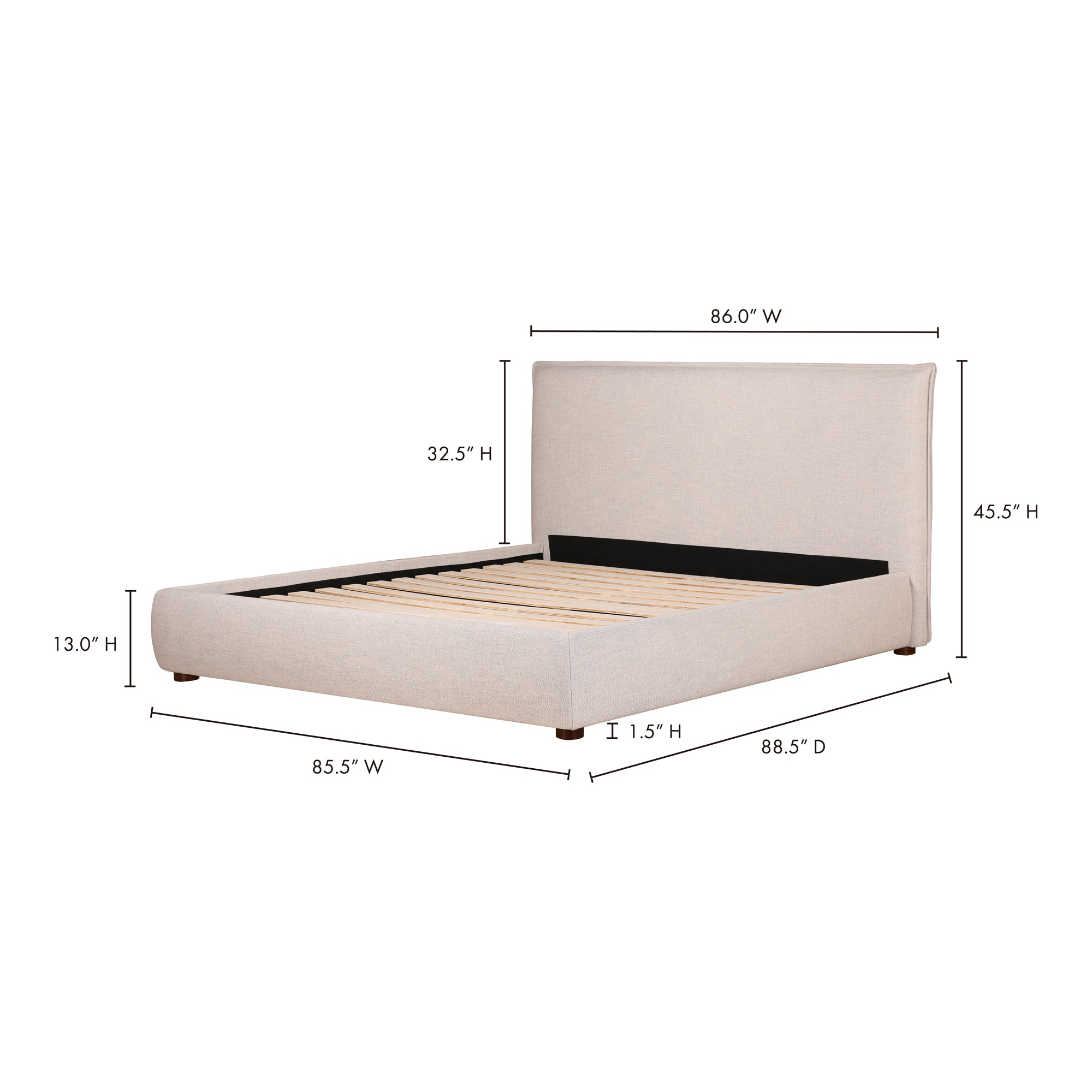 Luzon King Bed Light Grey by Moe's Home Collection - view 5