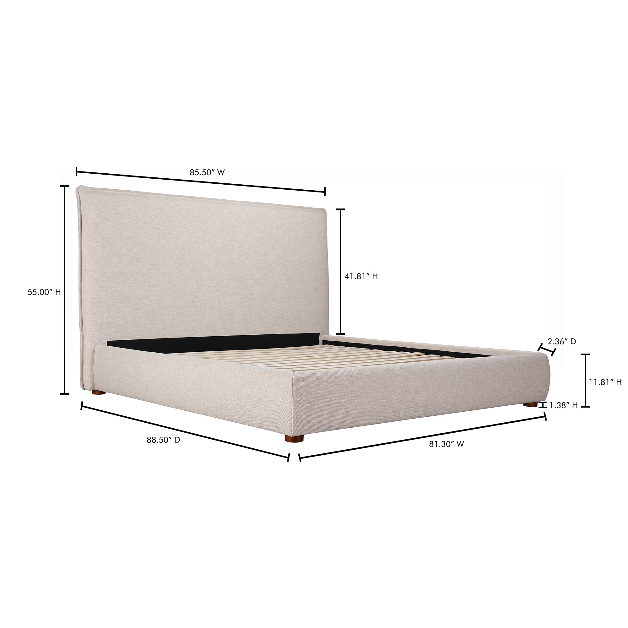 Luzon King Bed Tall Headboard Wheat by Moe's Home Collection - view 3