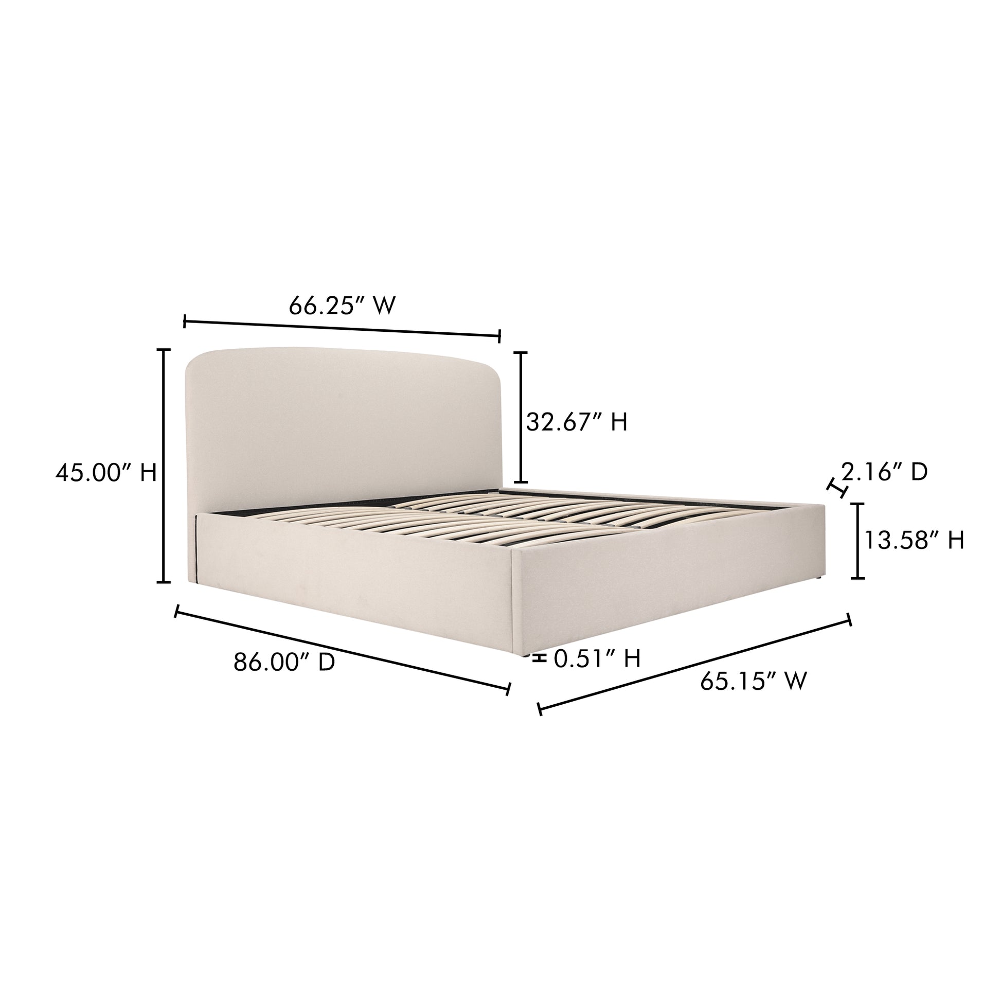 Joan Queen Storage Bed Cream by Moe's Home Collection - view 7