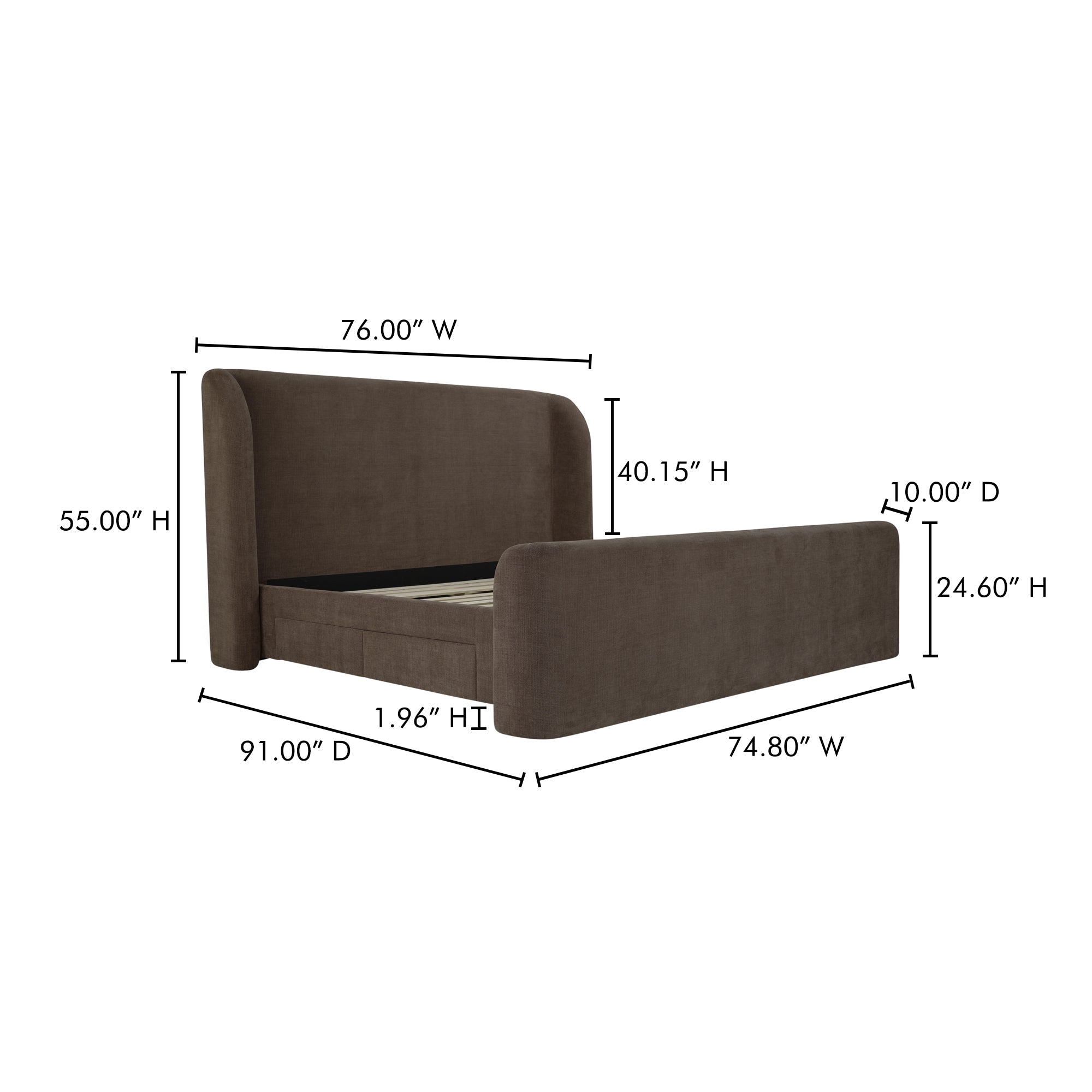 Sophia Queen Storage Bed Brown by Moe's Home Collection - view 5