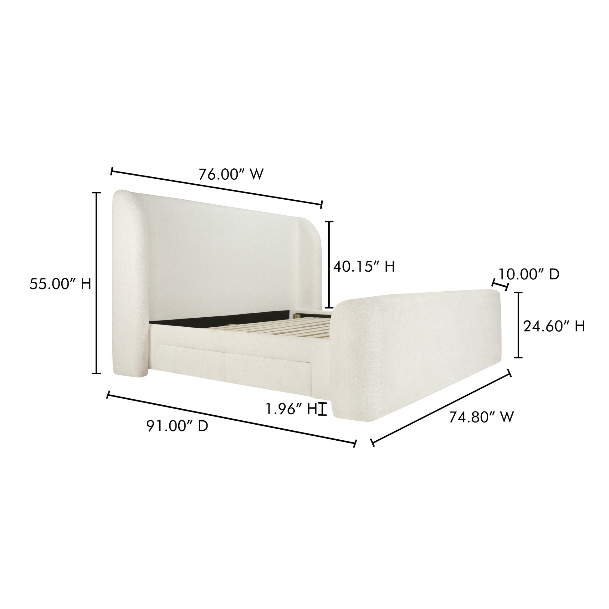 Sophia Queen Storage Bed Cream by Moe's Home Collection - view 5