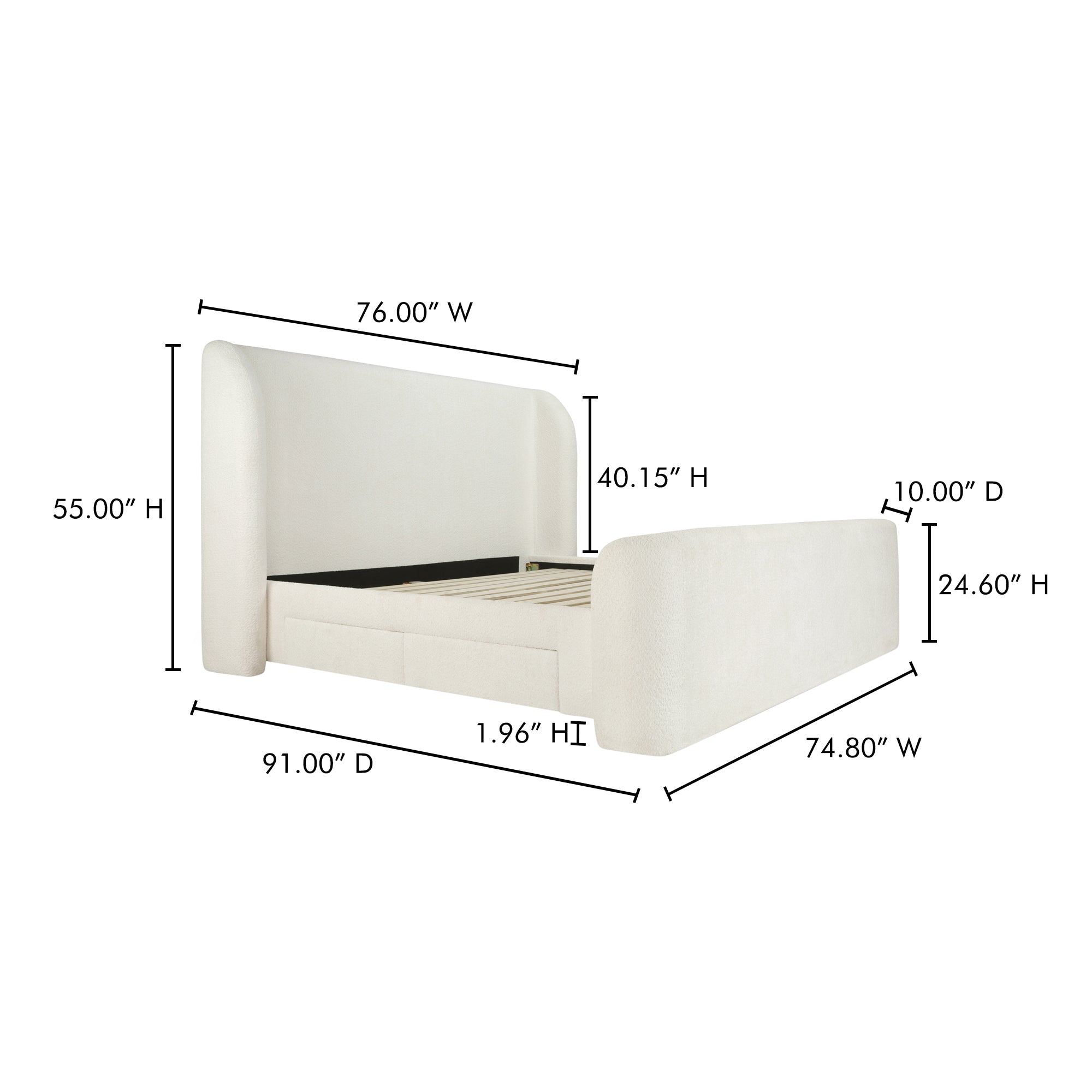 Sophia Queen Storage Bed Cream by Moe's Home Collection - view 5