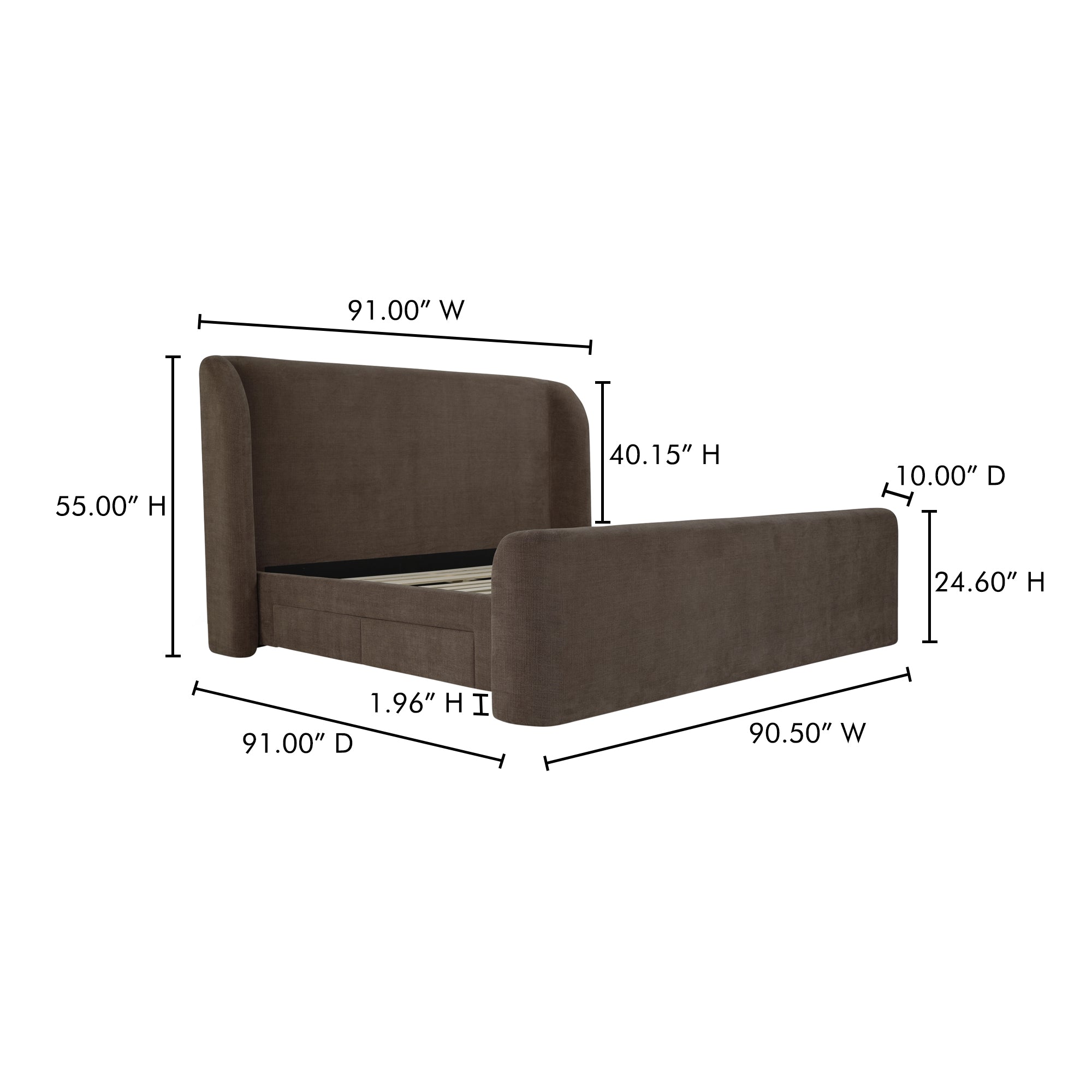 Sophia King Storage Bed Brown by Moe's Home Collection - view 5