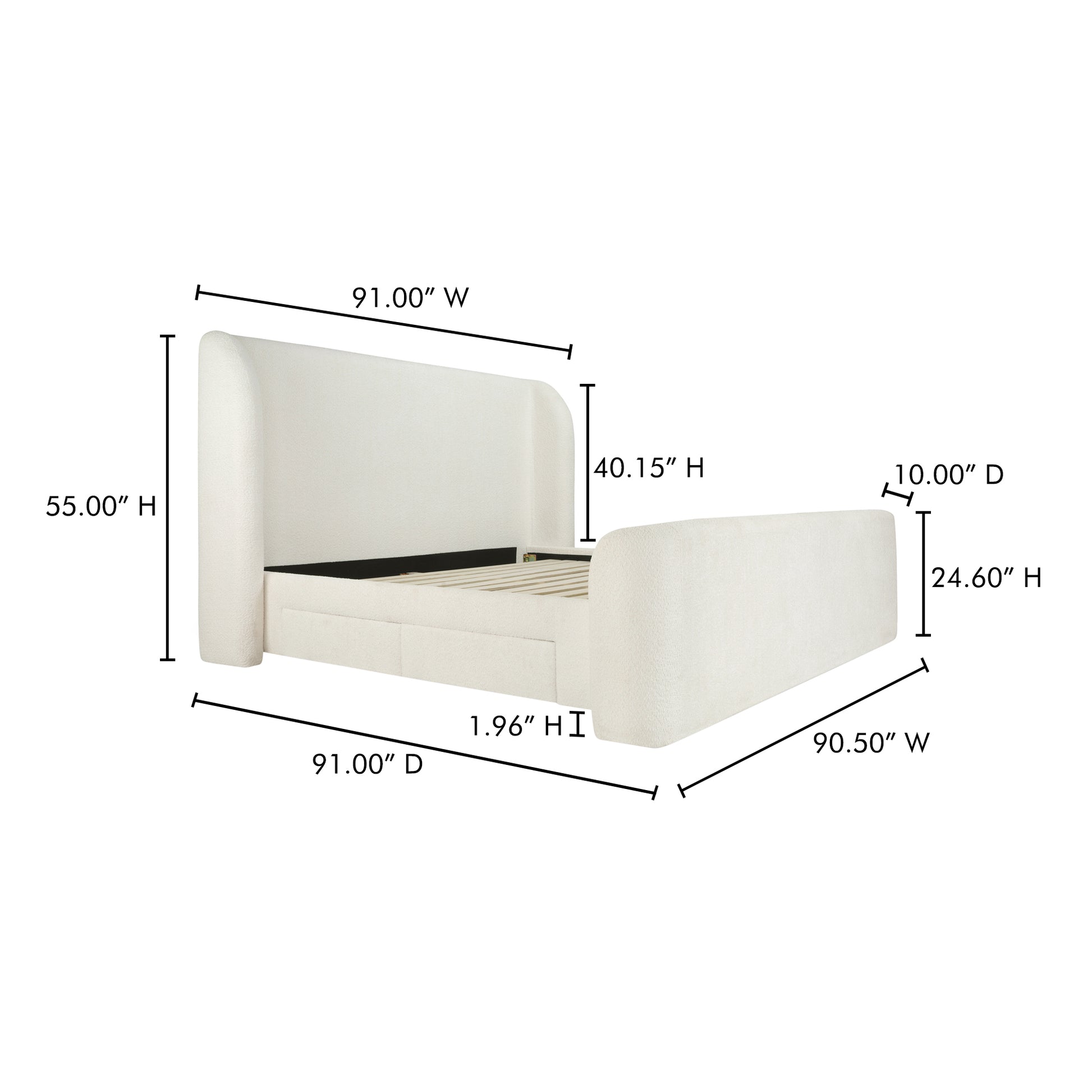 Sophia King Storage Bed Cream by Moe's Home Collection - view 5