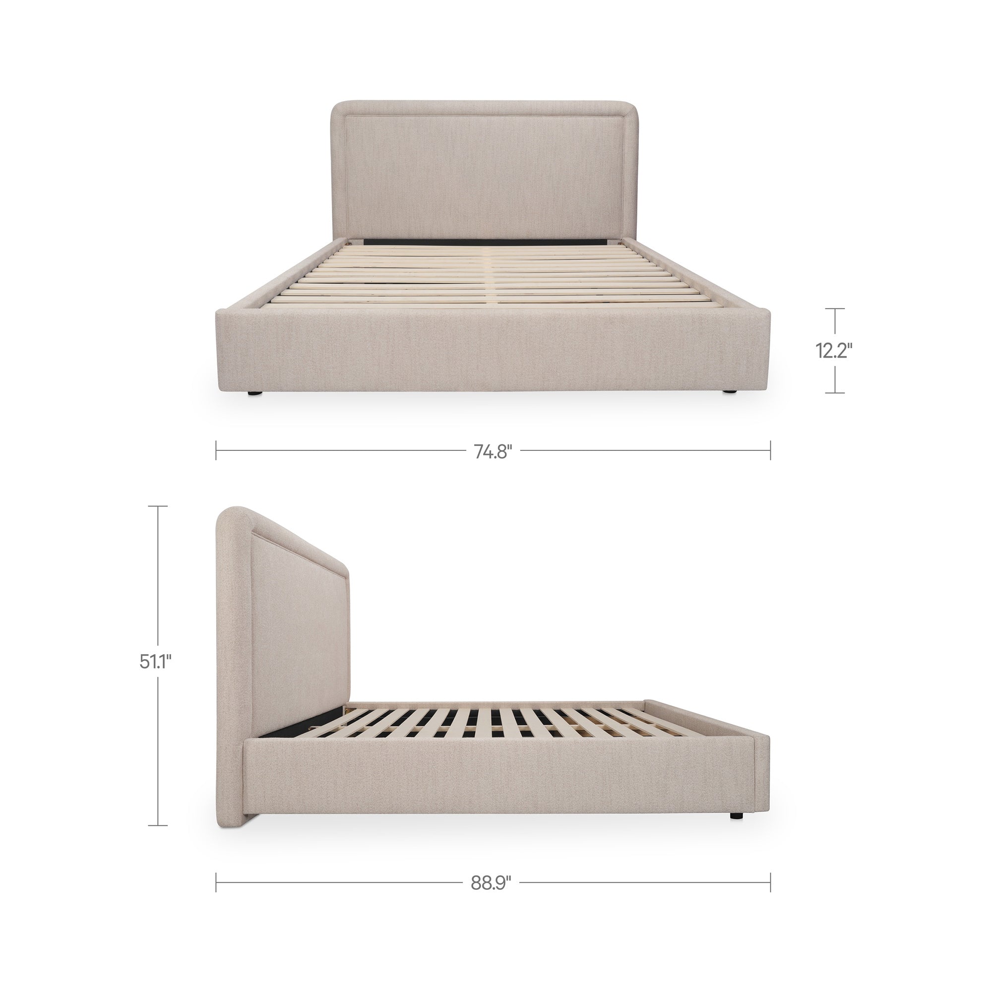 Simon Queen Storage Bed Flecked Beige by Moe's Home Collection - view 3