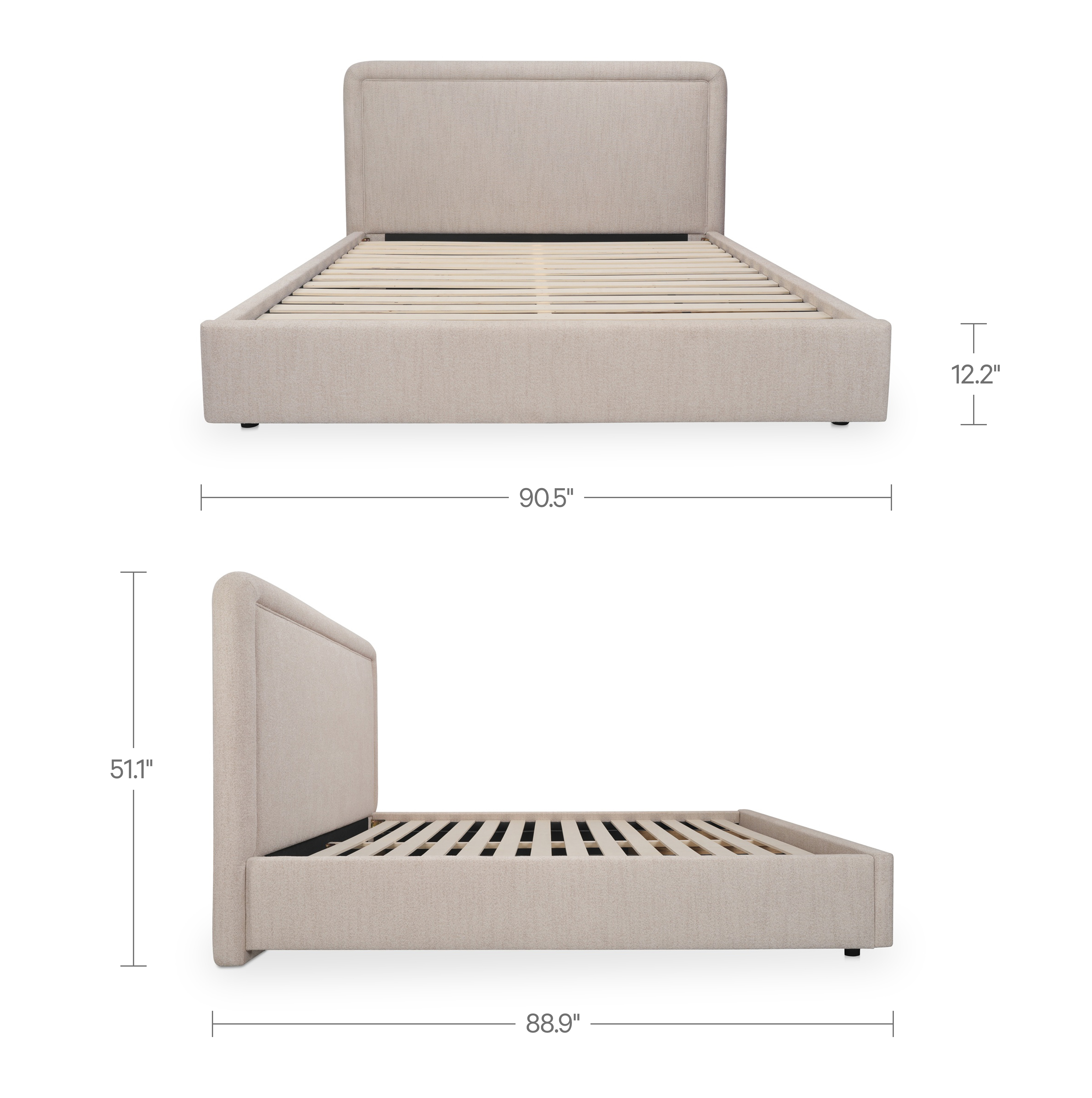 Simon King Storage Bed Flecked Beige by Moe's Home Collection - view 3