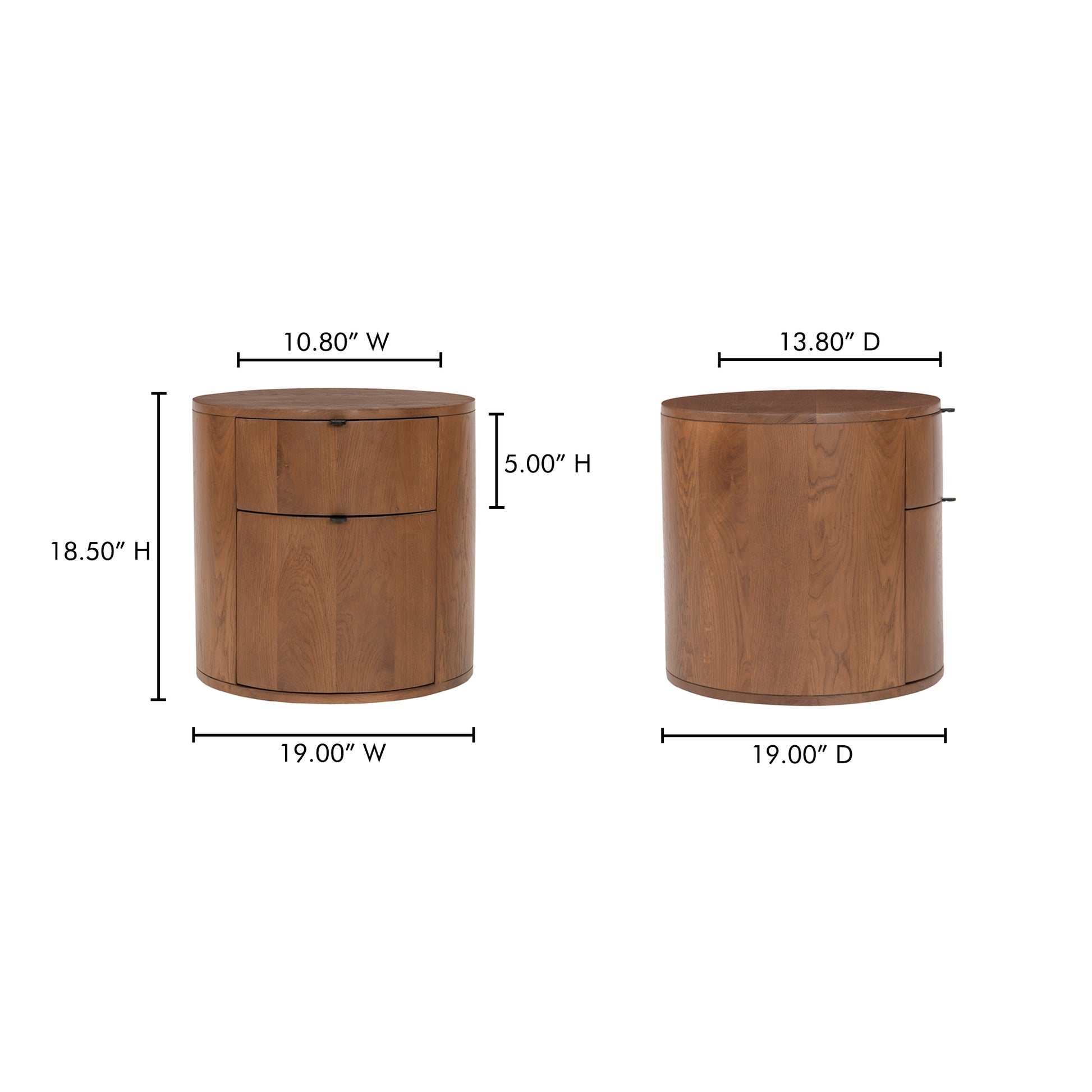 Theo 2 Drawer Nightstand Brown by Moe's Home Collection - view 4