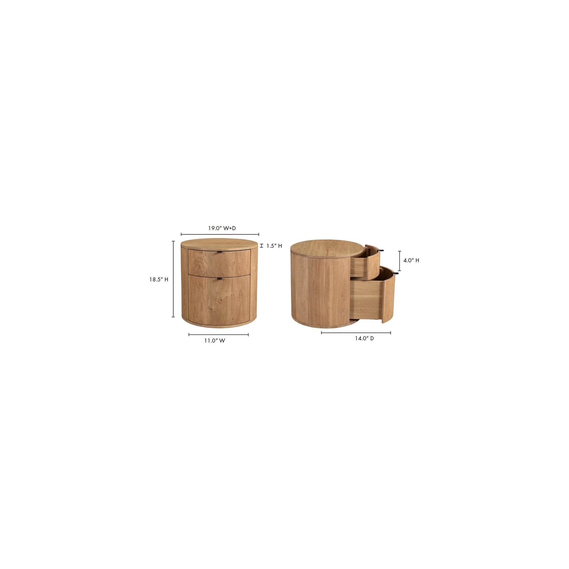 Theo 2 Drawer Nightstand Natural by Moe's Home Collection - view 9
