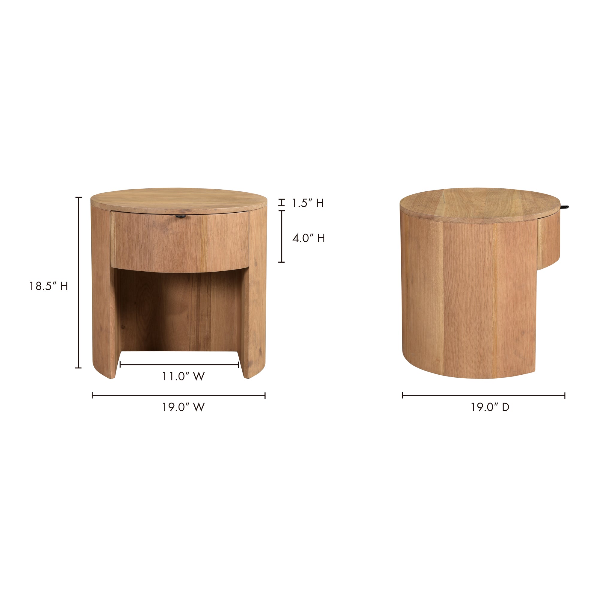 Theo 1 Drawer Nightstand Natural by Moe's Home Collection - view 11