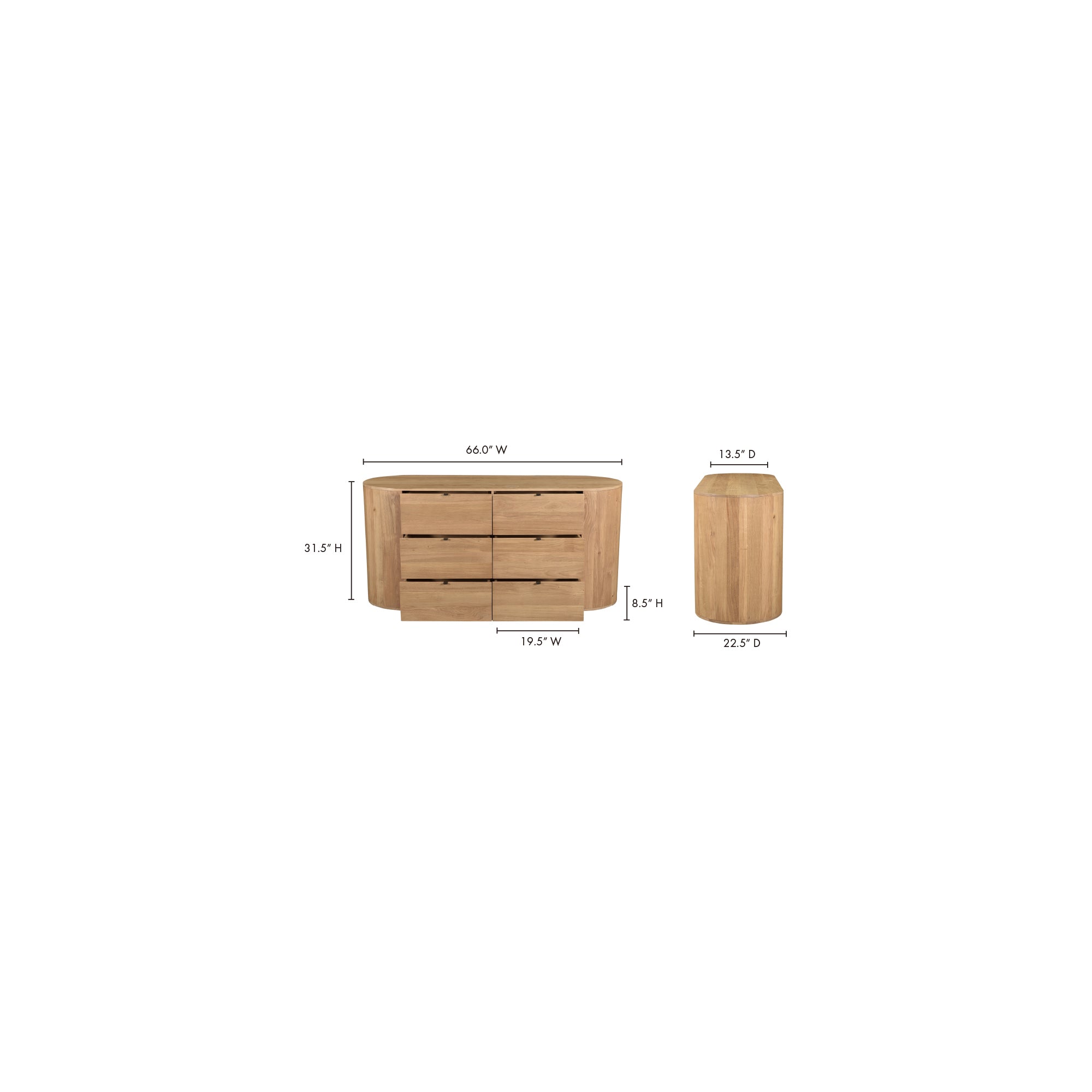 Theo 6 Drawer Dresser Natural by Moe's Home Collection - view 10