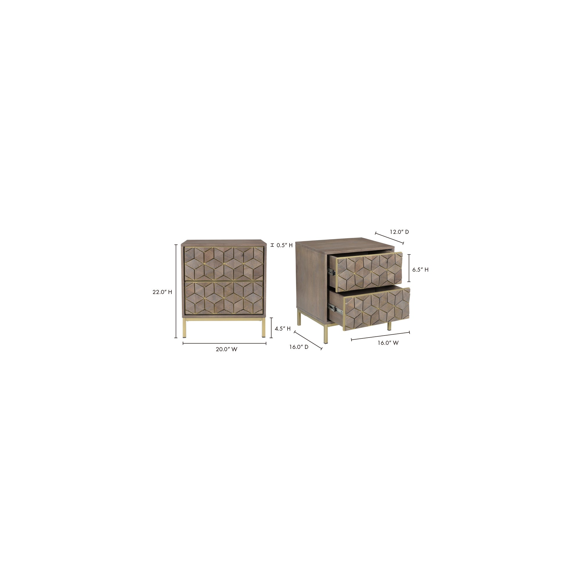 Corolla Nightstand Light Grey by Moe's Home Collection - view 3