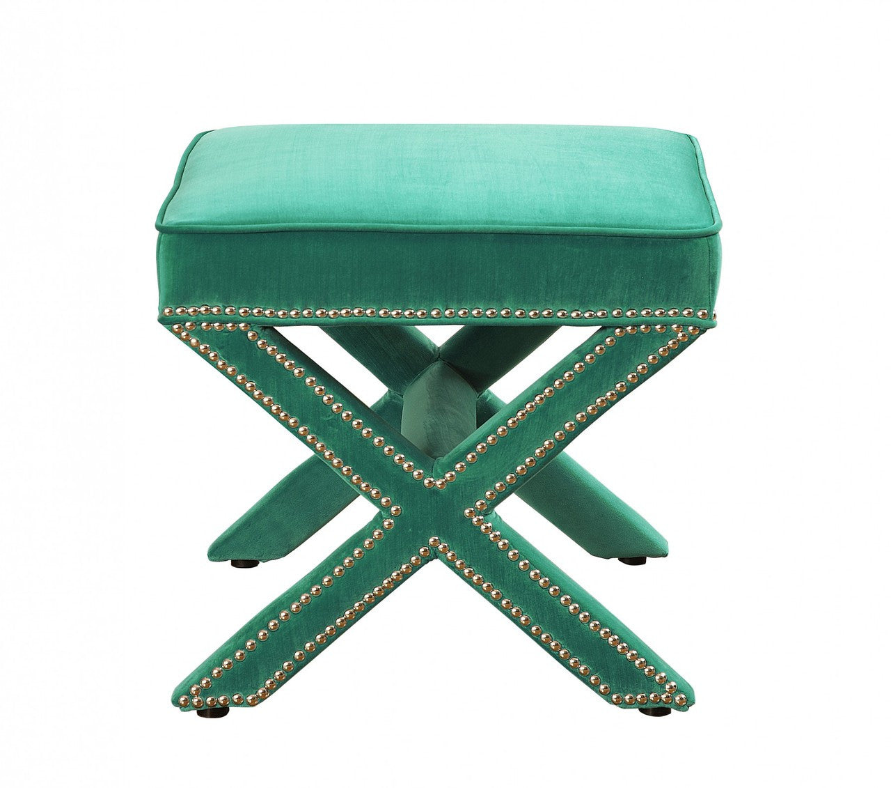 TOV Reese Green Velvet Ottoman Footstool