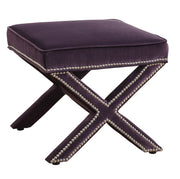 Reese Purple Velvet Square Ottoman