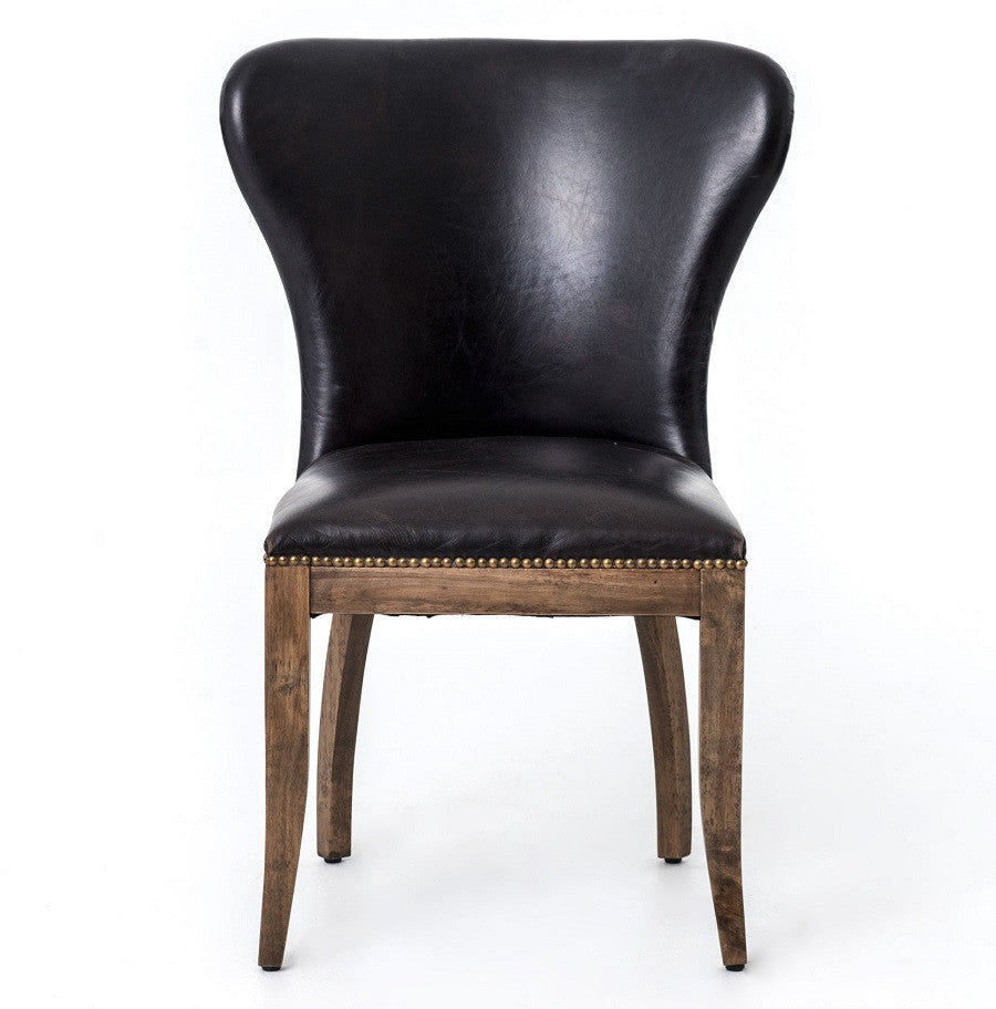 Leather Dining Chair with Weathered Oak frame