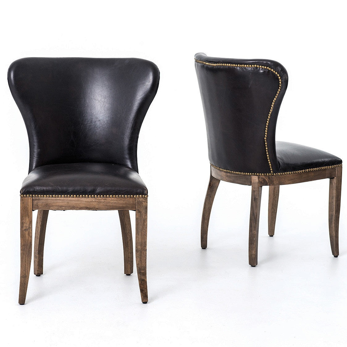 Richmond Black Leather wingback dining chair