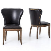 Richmond Black Leather wingback dining chair