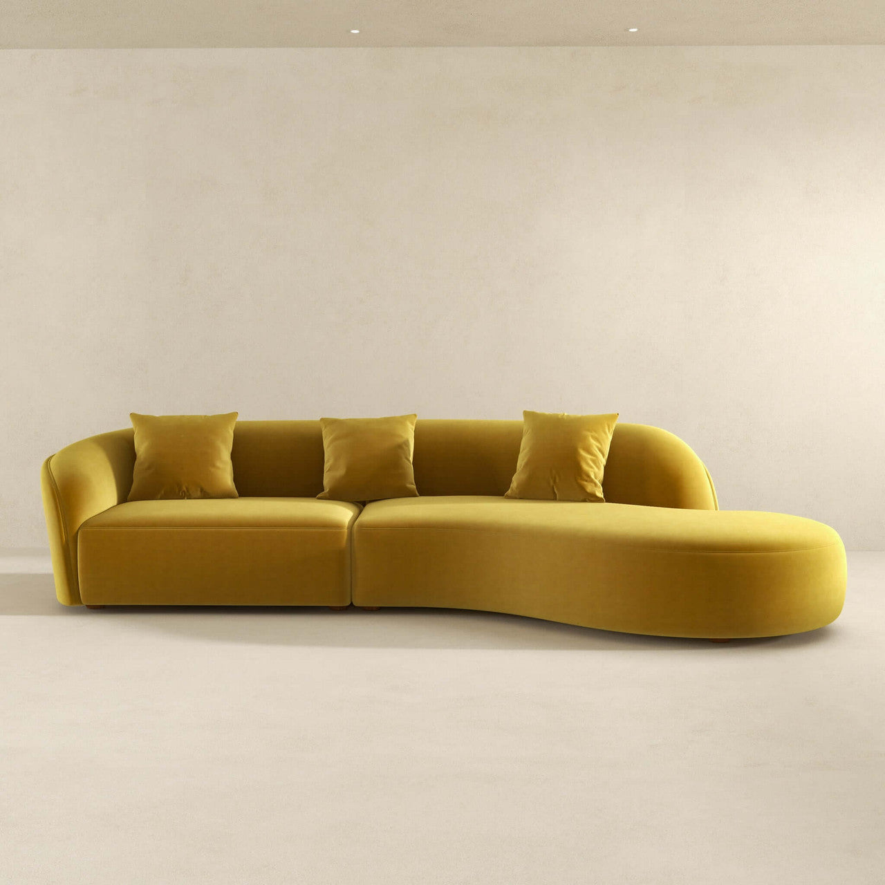 Elijah Japandi Style Curvy Sectional Sofa 126" - Yellow