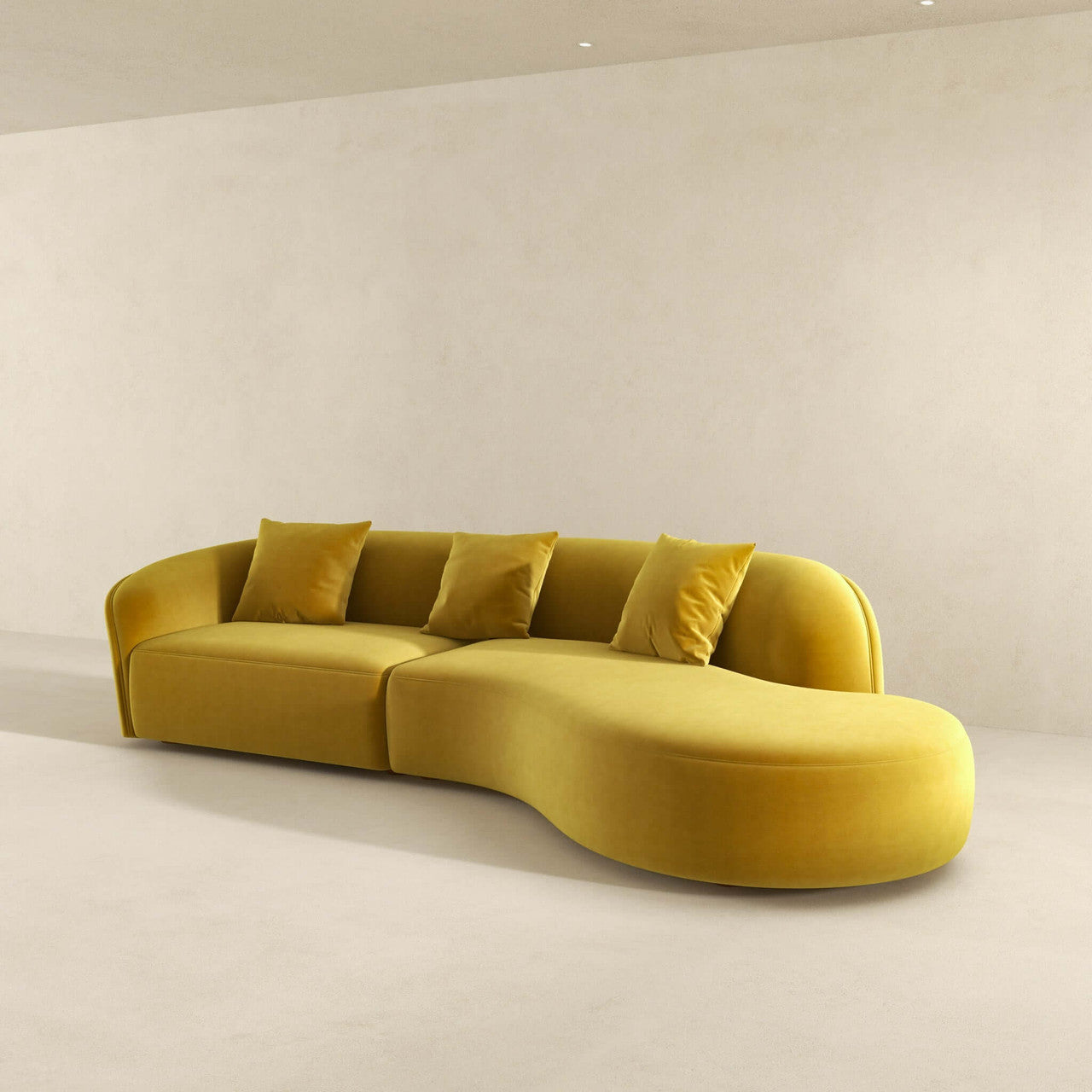 Elijah Japandi Style Curvy Sectional Sofa 126" - Yellow