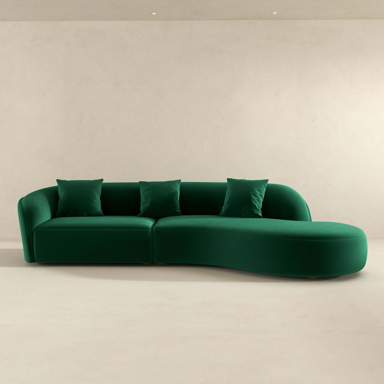 Elijah Japandi Style Curvy Sectional Sofa 126" - Green