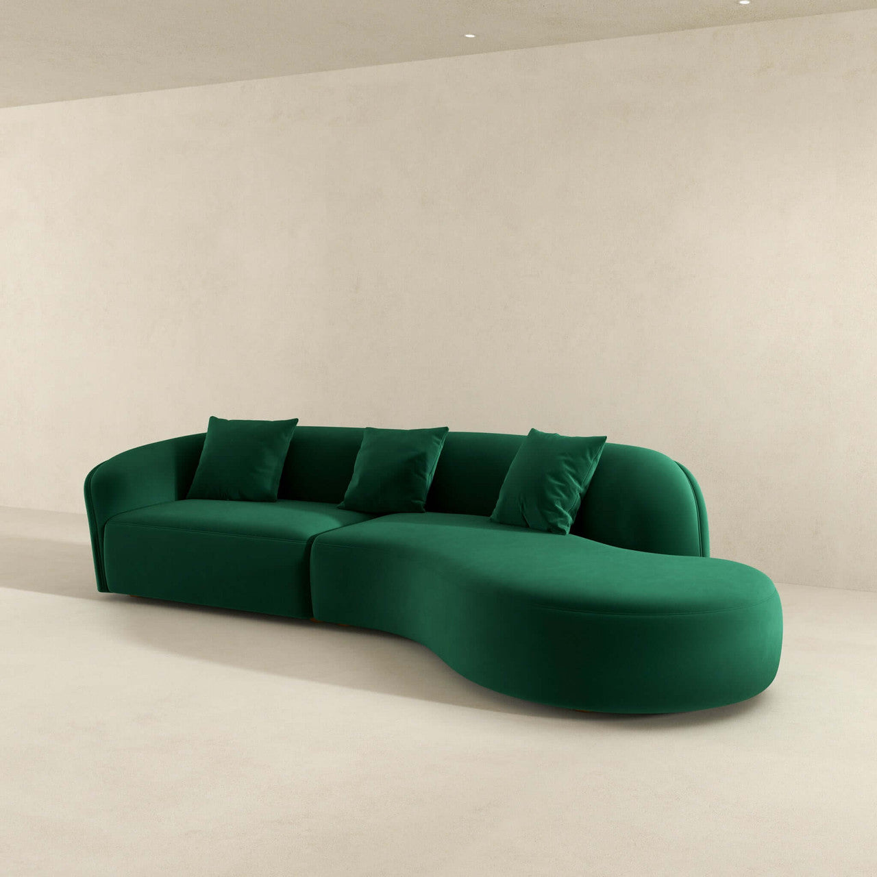 Elijah Japandi Style Curvy Sectional Sofa 126" - Green