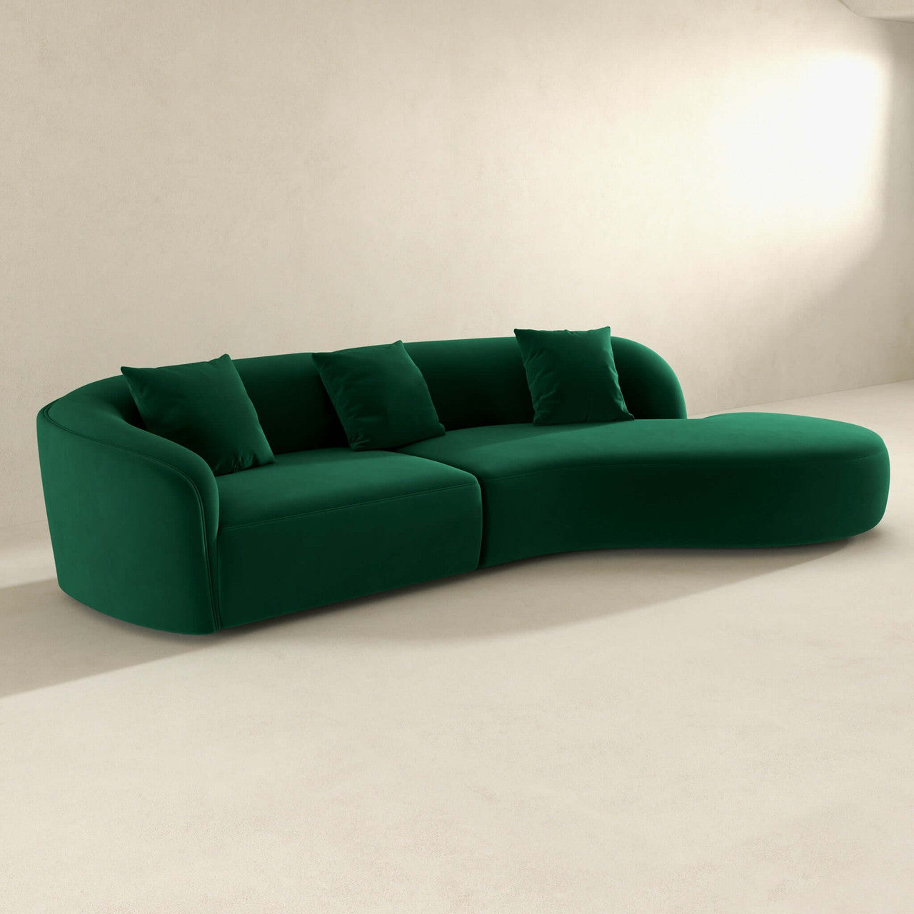 Elijah Japandi Style Curvy Sectional Sofa 126" - Green