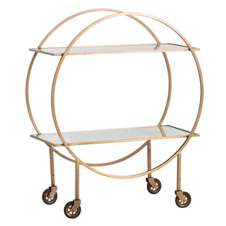 Rupert Antiqued Brass Mirrored Bar Cart