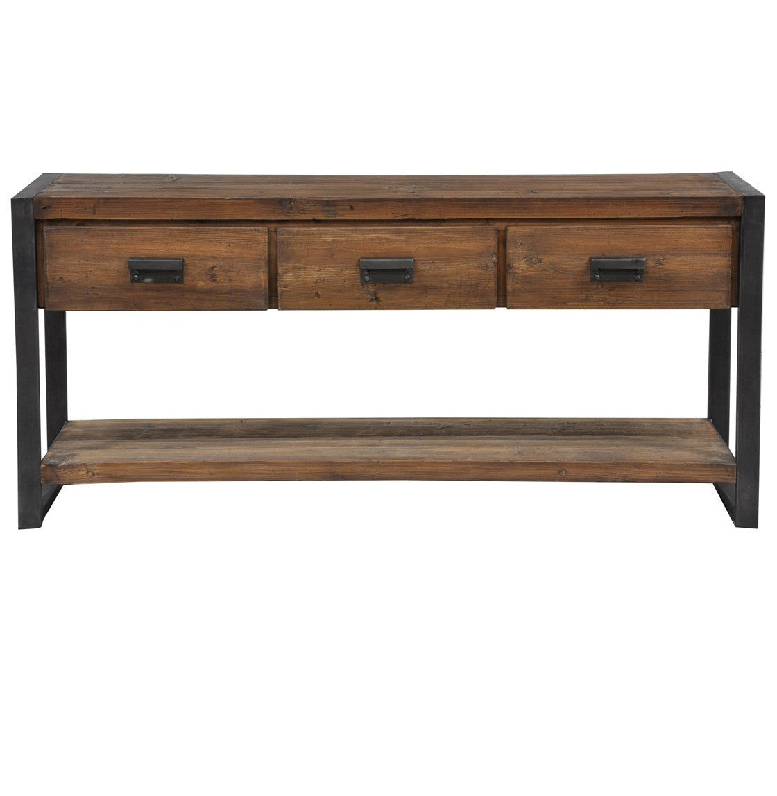 Rustic Industrial 3-Drawer Console Table