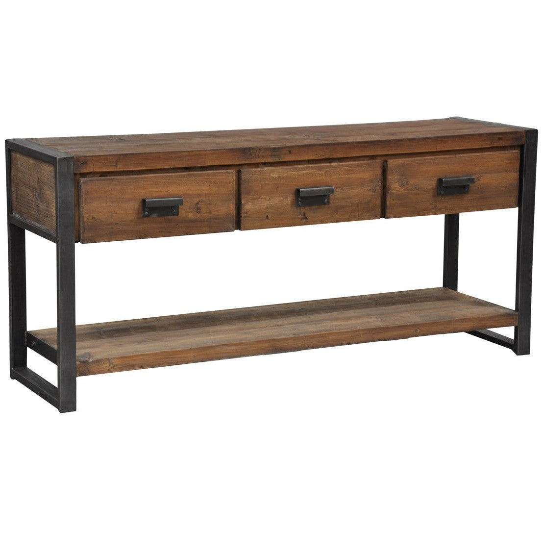 Reclaimed Wood Console Sofa Table with Drawers