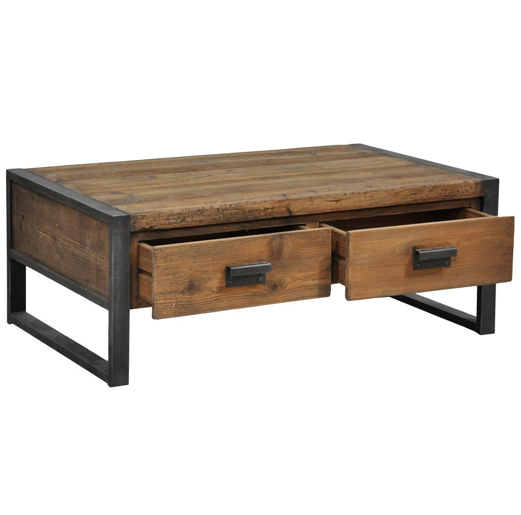 Rustic Industrial 2 Drawer Coffee Table