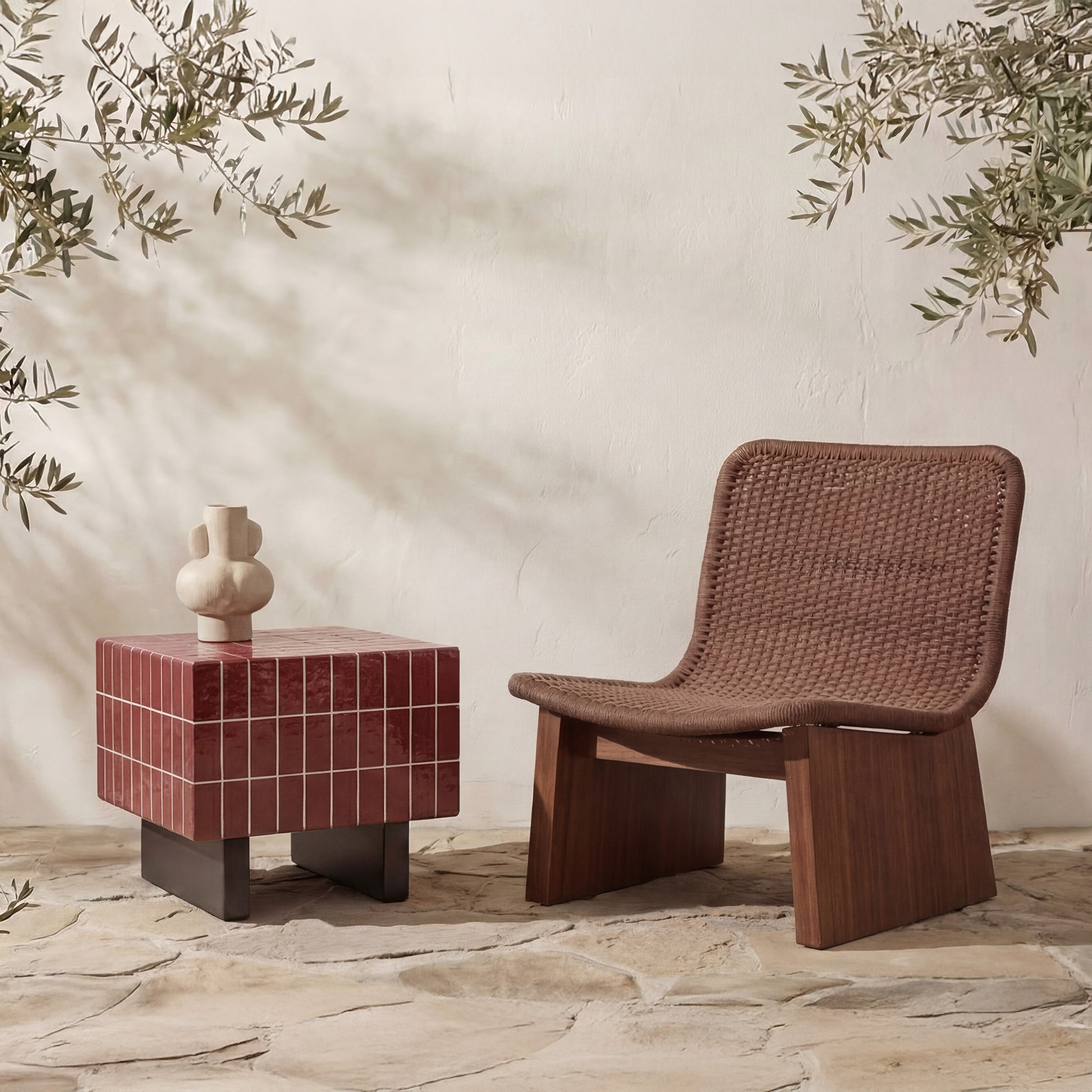 Farren Outdoor Side Table Brown by Moe's Home Collection - view 2