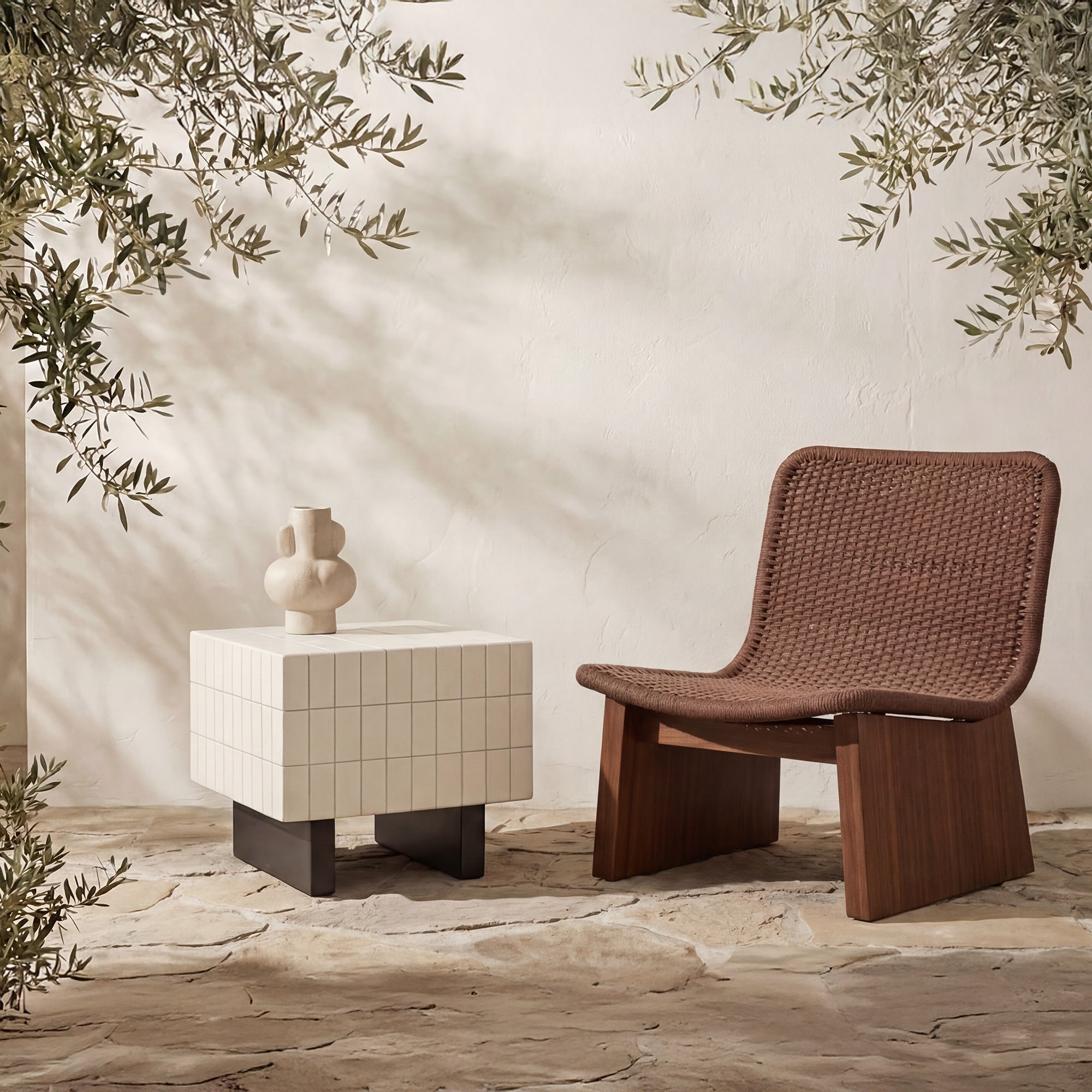 Farren Outdoor Side Table Cream by Moe's Home Collection - view 2