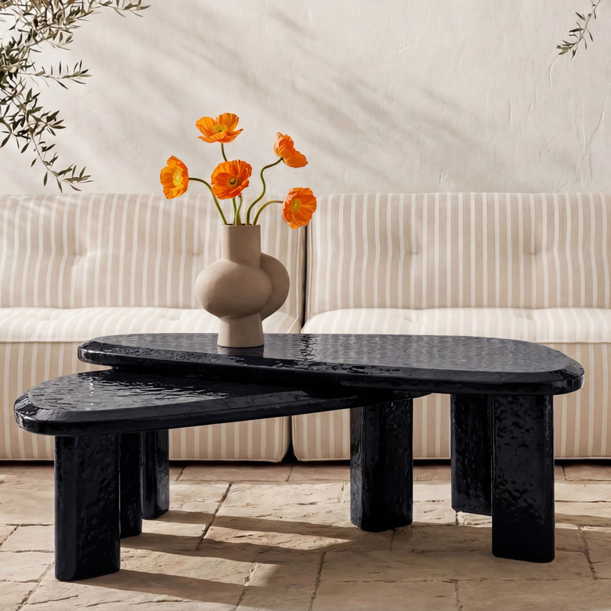 Sophie Outdoor Nesting Table Set Charcoal Lacquer by Moe's Home Collection - view 2
