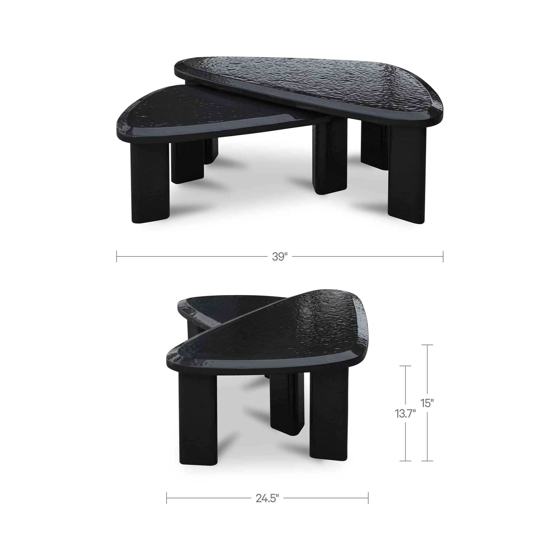 Sophie Outdoor Nesting Table Set Charcoal Lacquer by Moe's Home Collection - view 3