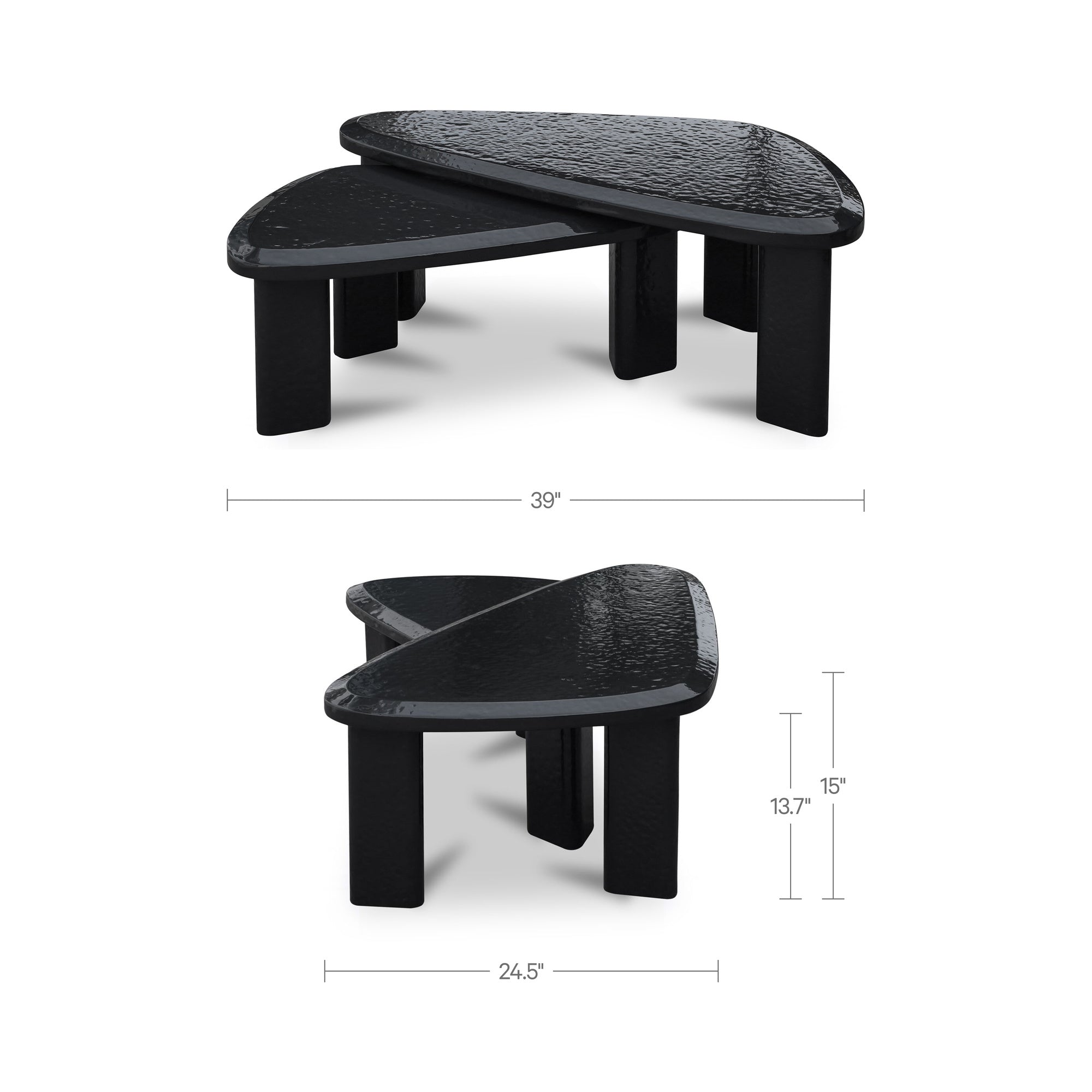 Sophie Outdoor Nesting Table Set Charcoal Lacquer by Moe's Home Collection - view 3