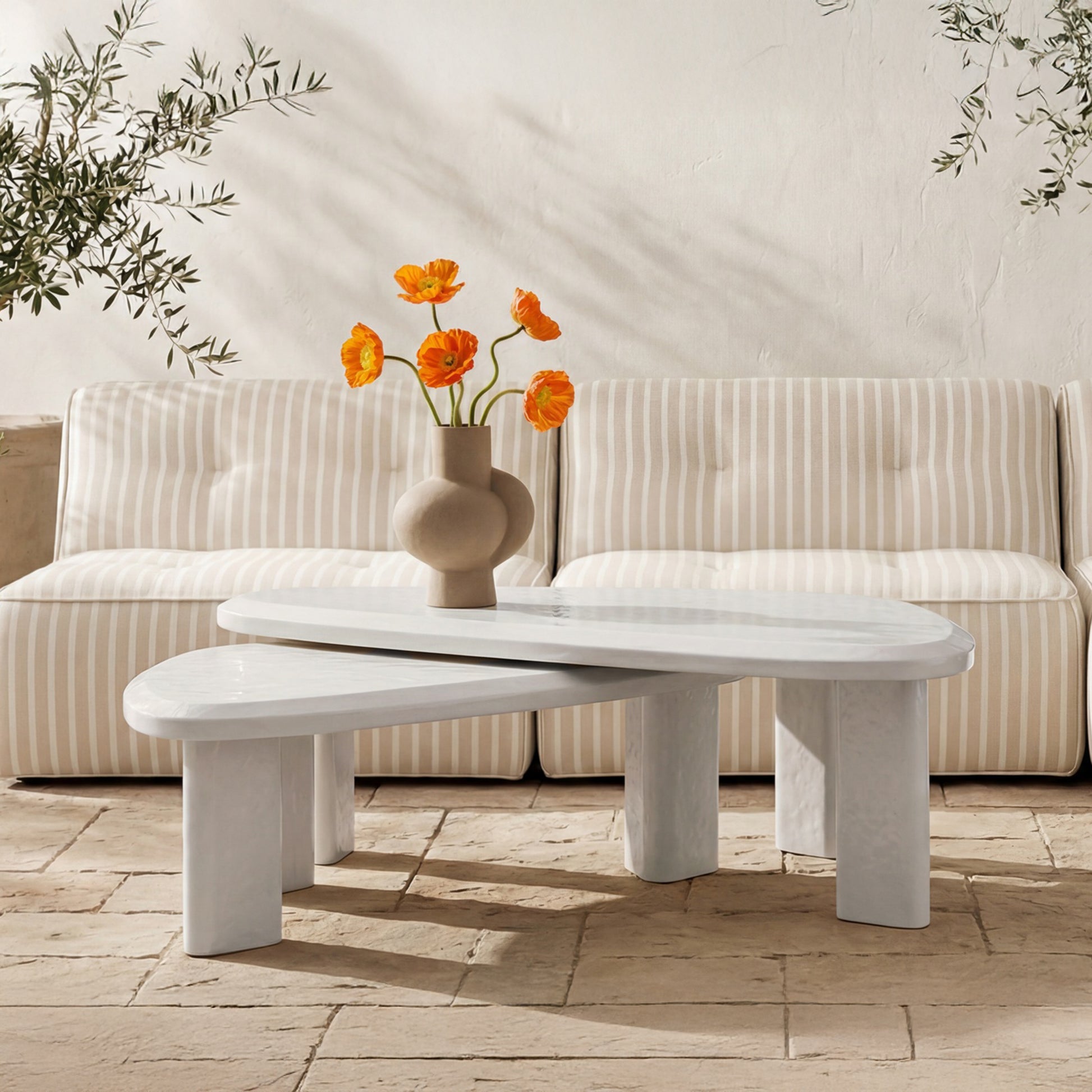 Sophie Outdoor Nesting Table Set Cream Lacquer by Moe's Home Collection - view 2