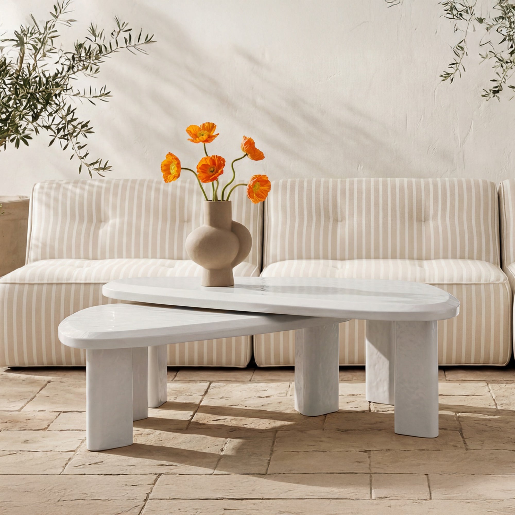 Sophie Outdoor Nesting Table Set Cream Lacquer by Moe's Home Collection - view 2