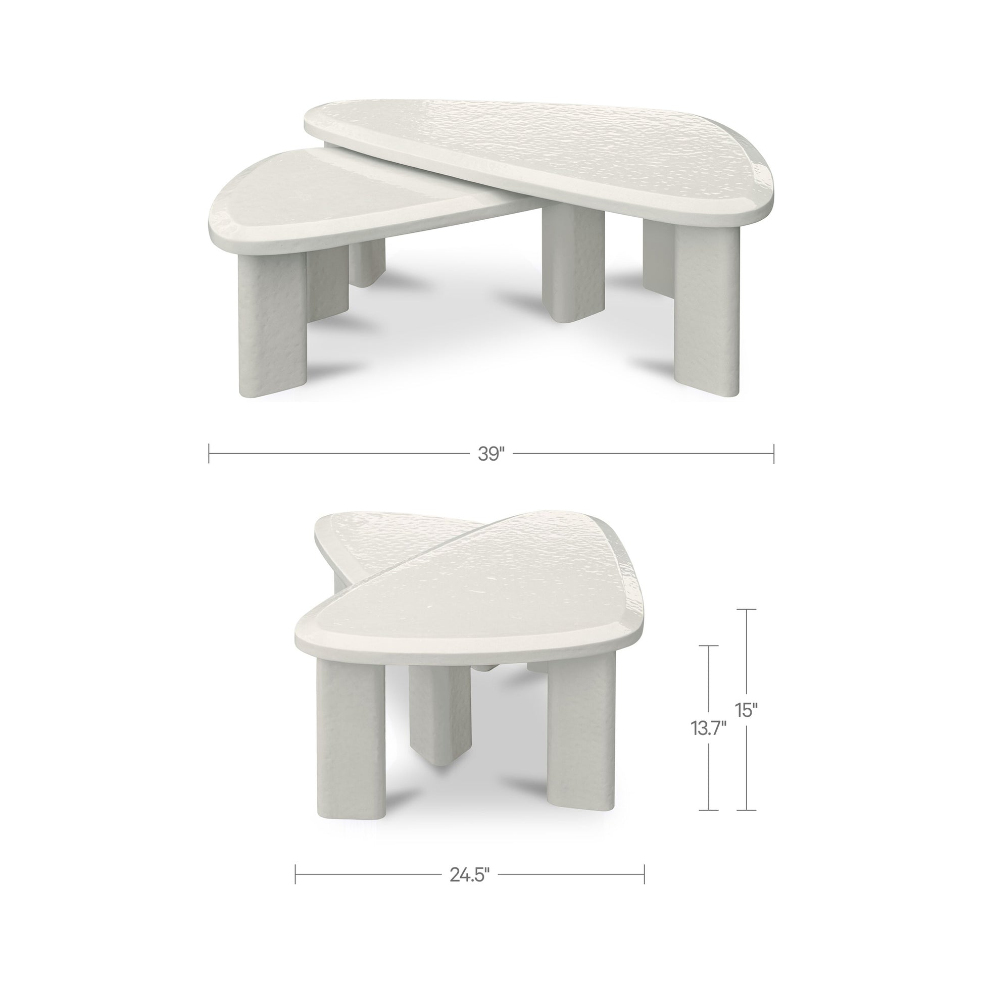 Sophie Outdoor Nesting Table Set Cream Lacquer by Moe's Home Collection - view 3