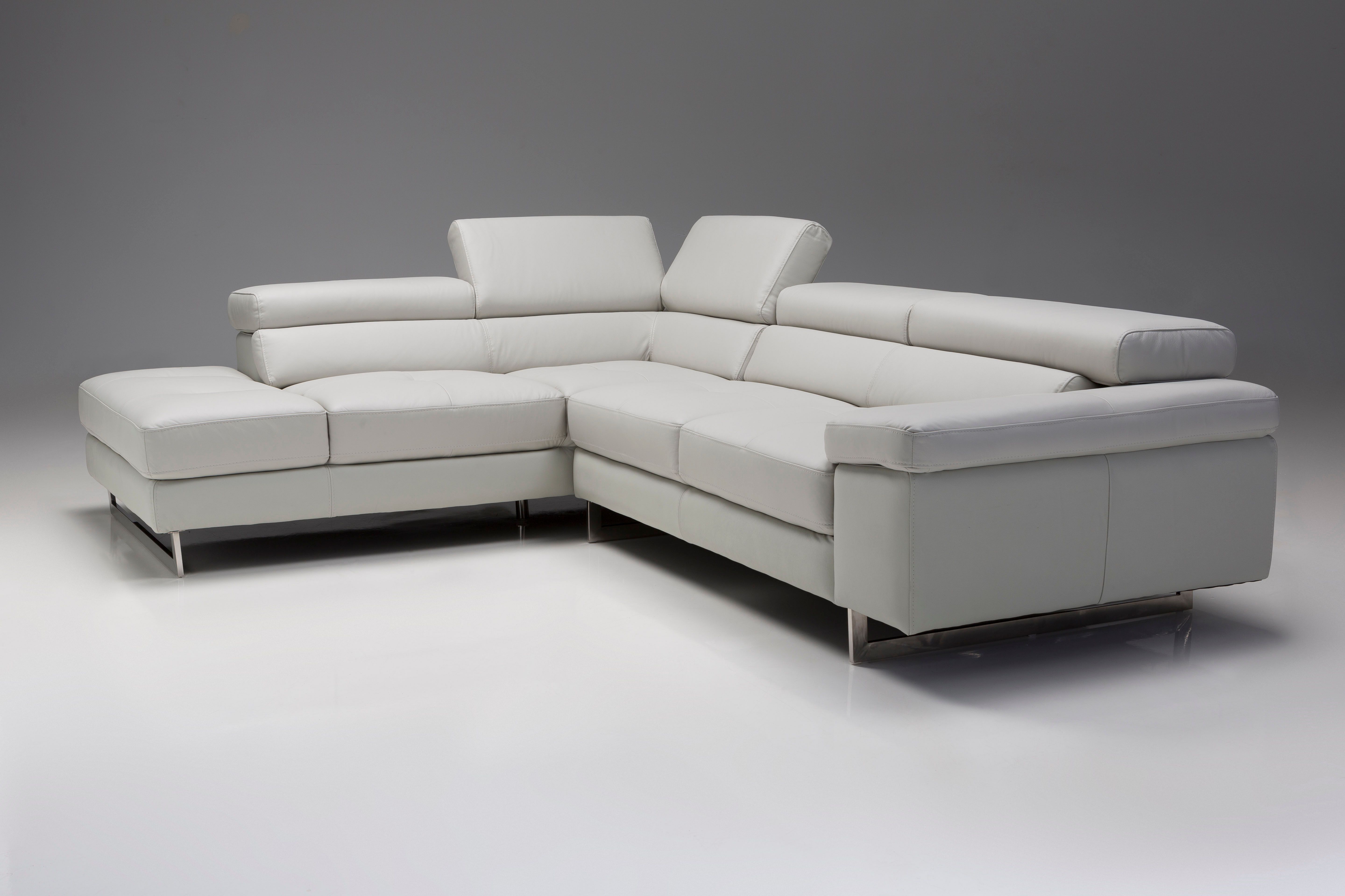 SYNCRO  Sectional RSF  Titanium Grey Top Grain Leather/Polished Steel Legs