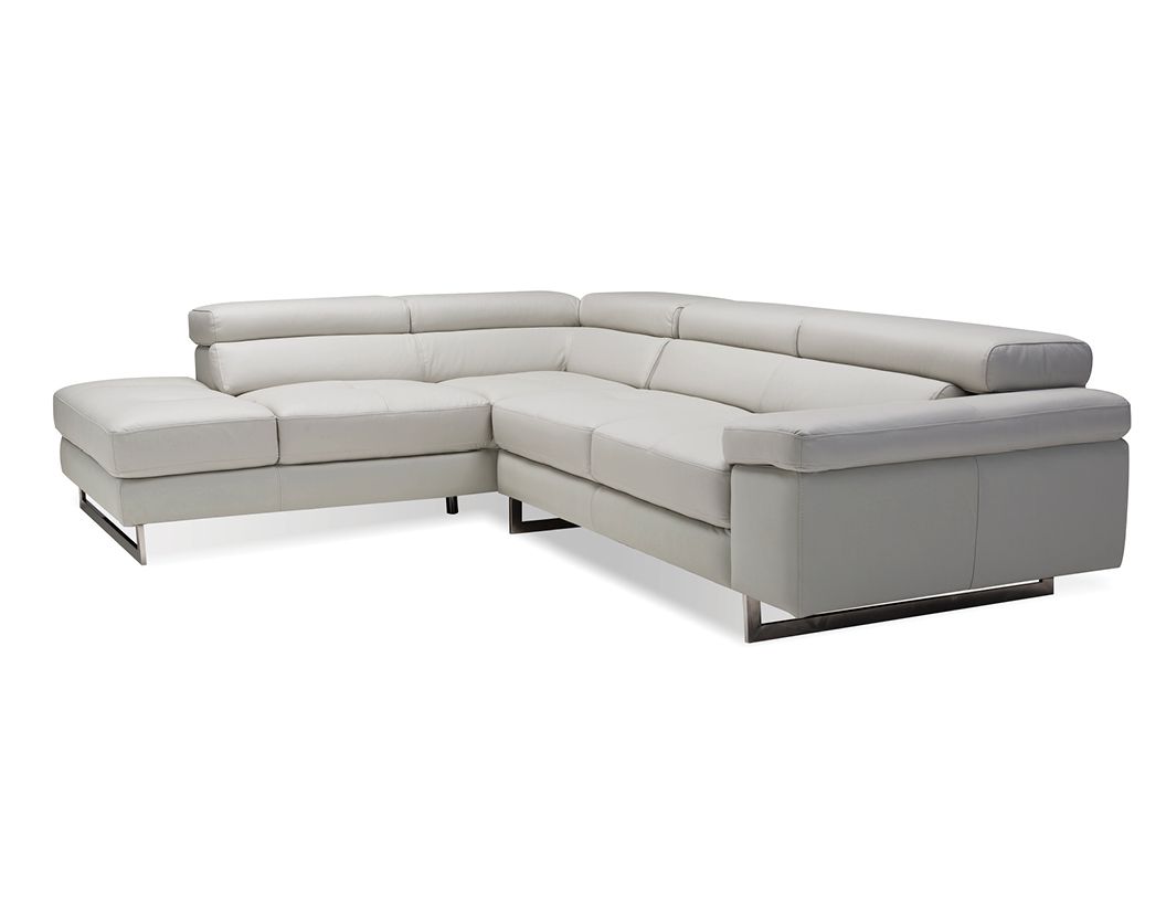 SYNCRO  Sectional RSF  Titanium Grey Top Grain Leather/Polished Steel Legs