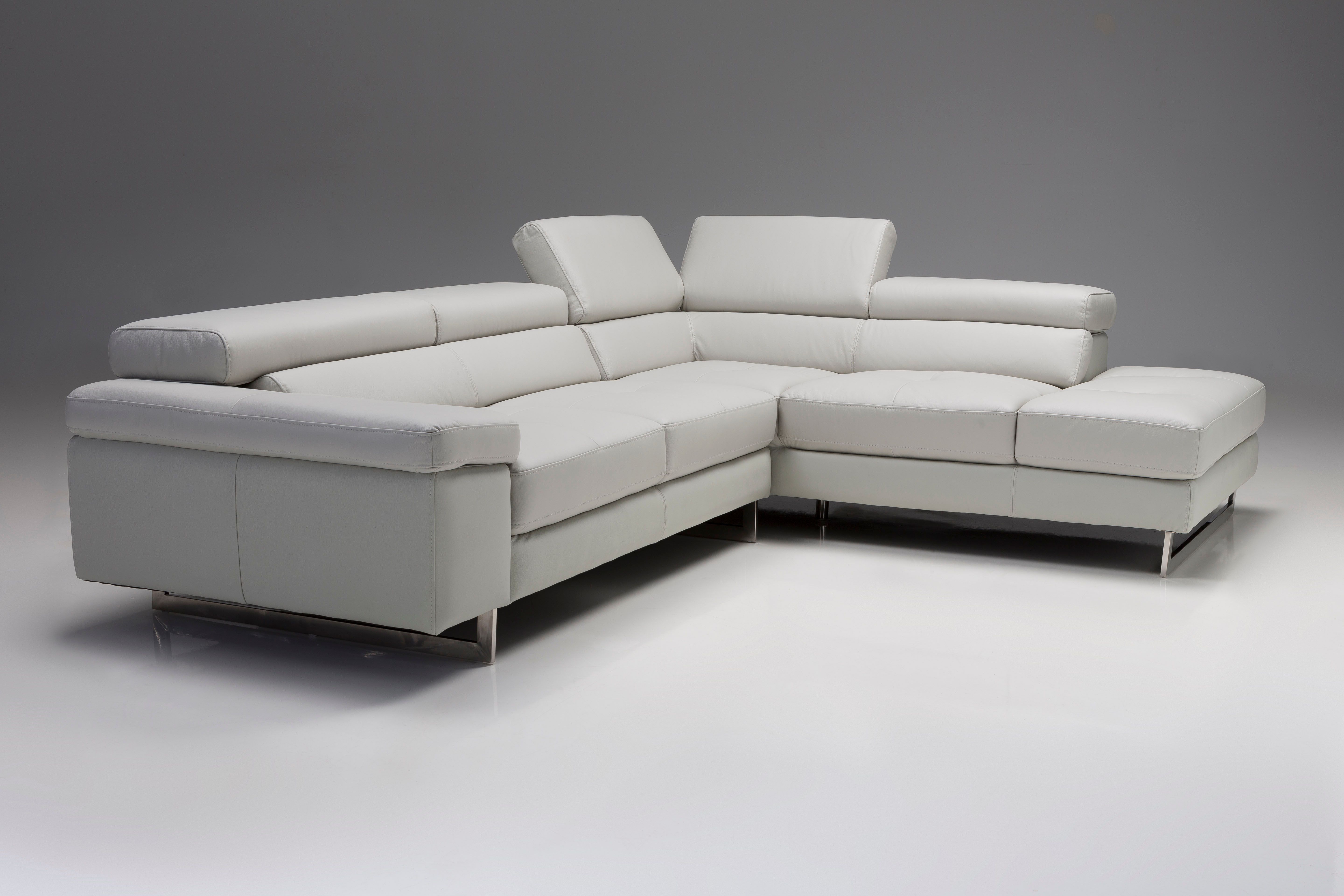 SYNCRO  Sectional RSF  Titanium Grey Top Grain Leather/Polished Steel Legs